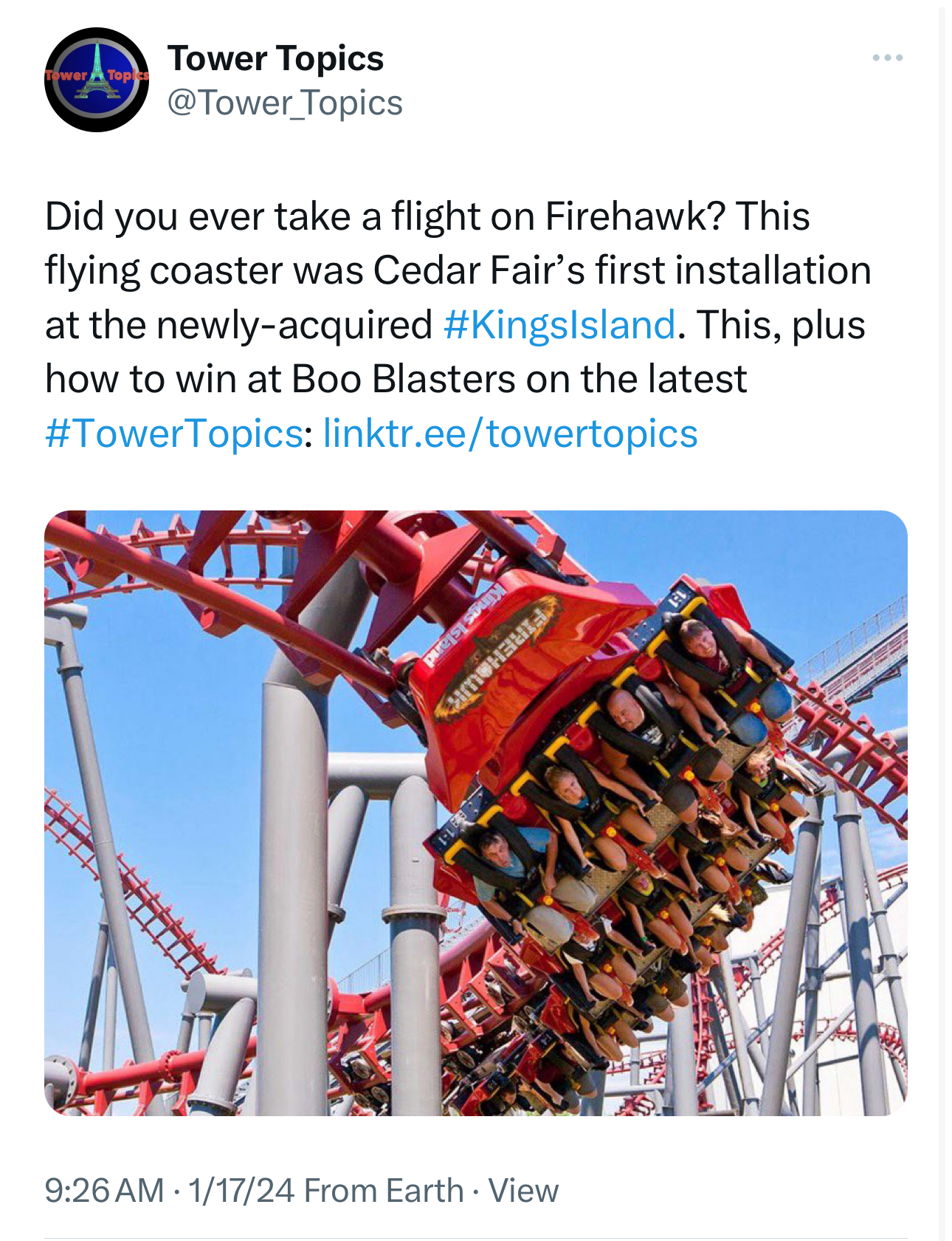 Tower Topics The Legacy of Firehawk Kings Island Kings Island