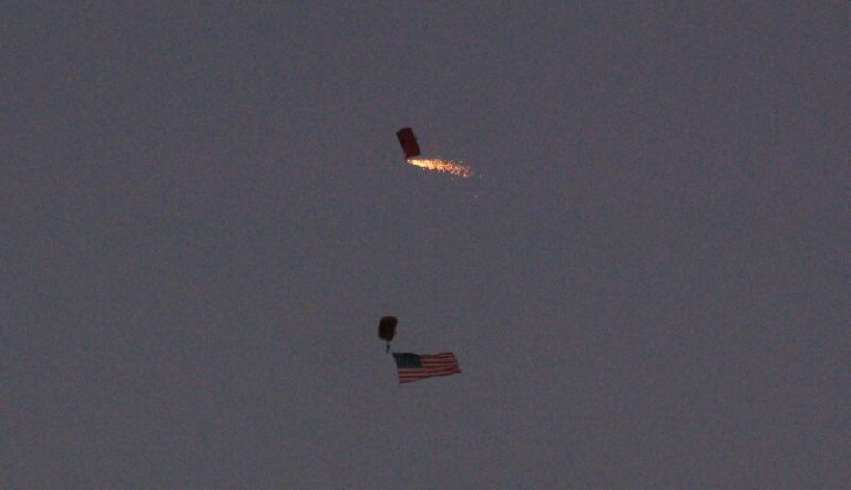 Skydiver ends the night for PKI's tribute to the heros of 9-11