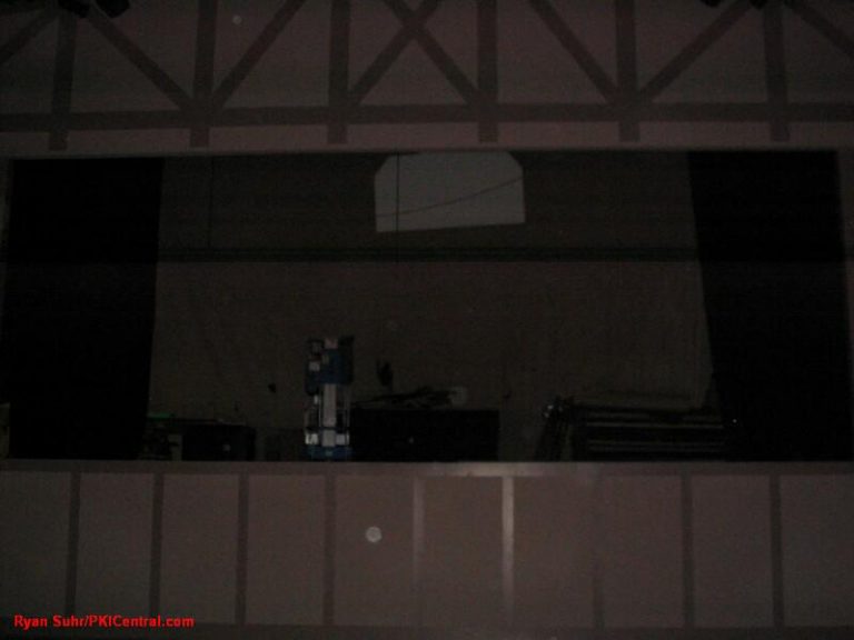 Festhaus sans the signs and curtains, old stage exposed.