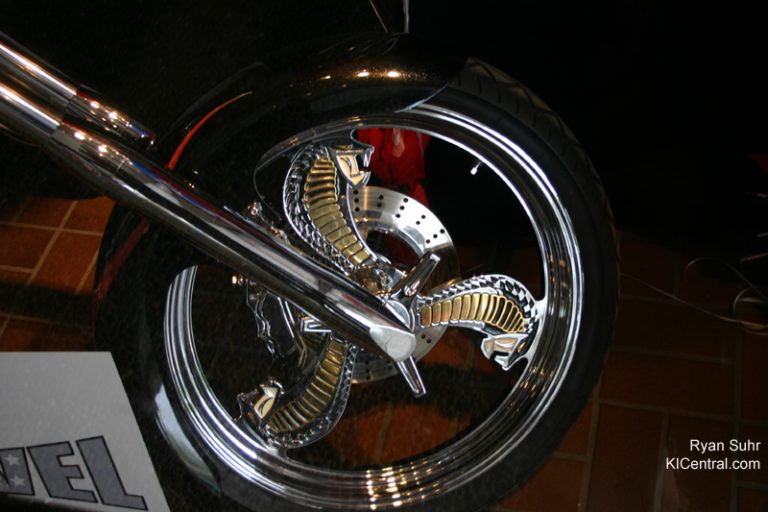 Robbie Knievel's custom snake spokes on his chopper