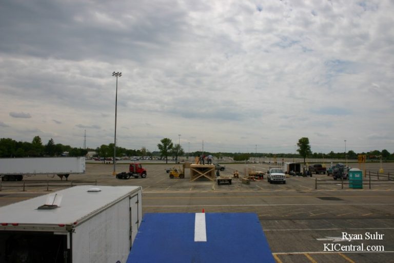 View of the landing ramp from the top of the takeoff ramp.