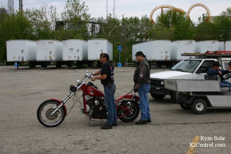 Working on one of Robbie's Choppers