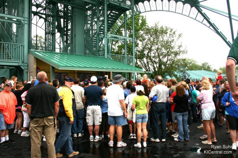 Wallenda is welcomed by hundreds of fans after the skywalk