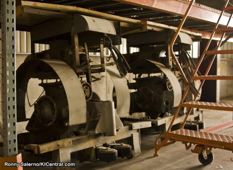 Old monorail wheel assemblies.