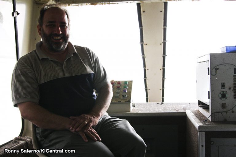 Keith Menter, former train driver, in the drivers seat again 24 years later.