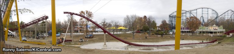 Panoramic view of splashdown construction.