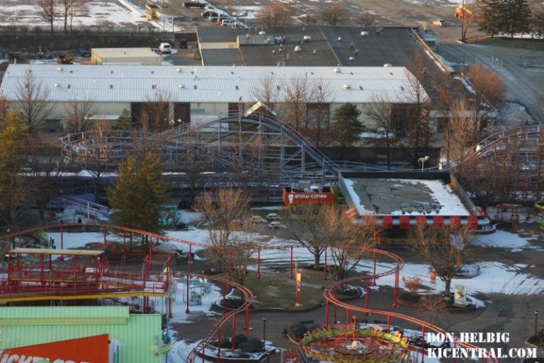 View of the Fairly Odd Coaster from the Diamondback Lift Hill, January 2009