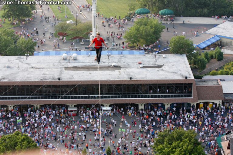 Nik Wallenda Walks a high wire 262' in the air above International Street at Kings Island — photo 16 of 39