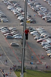 Nik Wallenda Walks a high wire 262' in the air above International Street at Kings Island — photo 8 of 39