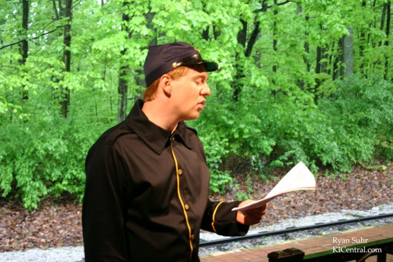 "Union Officer" Tyler breifs us on the history of the General before boarding the train.