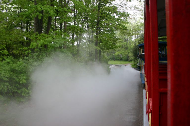 Steam pouring off the train for the KICentral Train Tour 2010