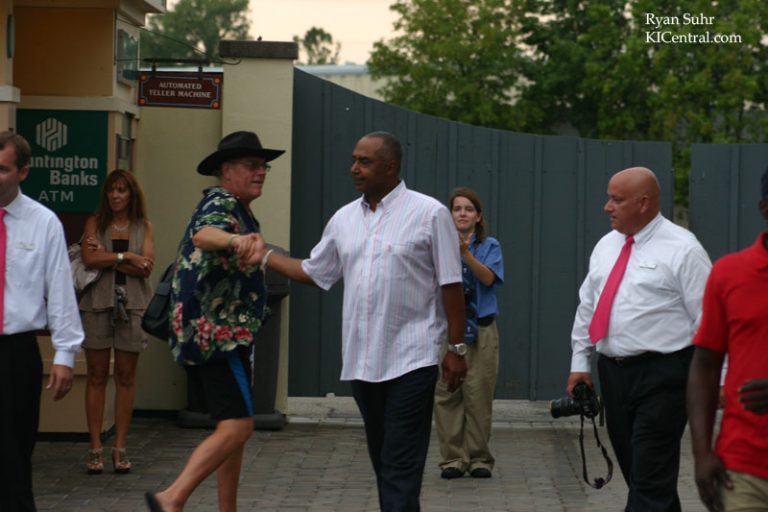 Bengals Head Coach Marvin Lewis Greets a Fan as he Enters Kings Island